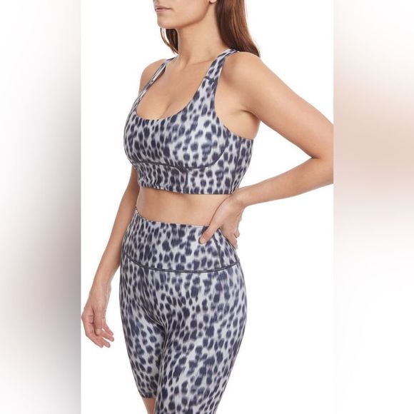 NWT Sage Leopard Print Animal Print Gray & Black Sports Bra Athletic Comfy Yoga - Picture 4 of 11